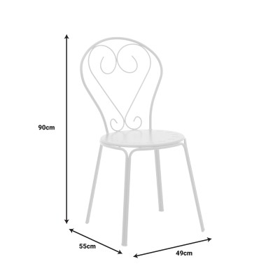 Chaise de jardin empilable Chari en métal blanc 49x55x90 cm