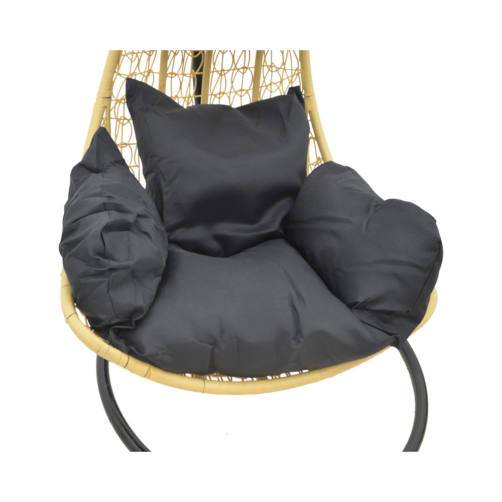 Fauteuil suspendu Balancelle de jardin  coussin noir 103x83x200 cm