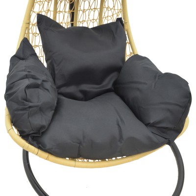 Fauteuil suspendu Balancelle de jardin  coussin noir 103x83x200 cm