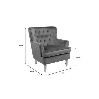 Fauteuil Keisi Blanc velours crème pied bois naturel 81,5x84x92,5 cm