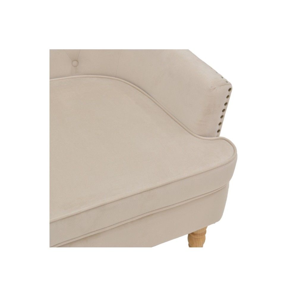 Fauteuil Keisi Blanc velours crème pied bois naturel 81,5x84x92,5 cm