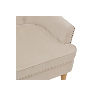 Fauteuil Keisi Blanc velours crème pied bois naturel 81,5x84x92,5 cm