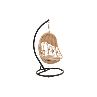 Fauteuil suspendu Balancelle de jardin rotin coussin beige 82x82x200cm