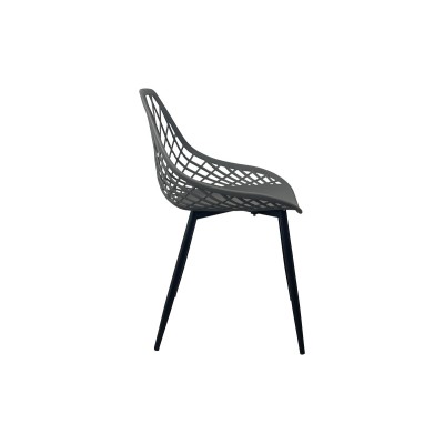 Chaise de jardin susan teinte anthracite et pied en métal noir 56x49x82cm