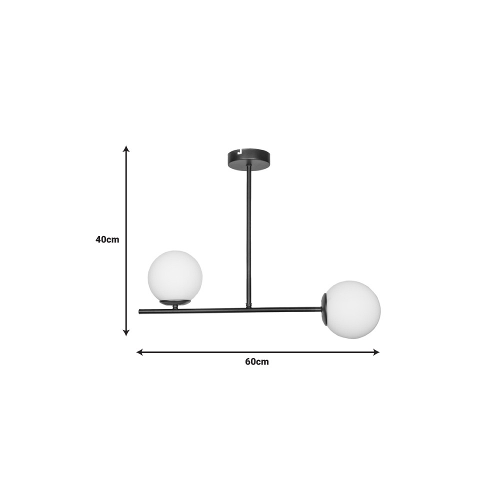 Éclairage de plafond Opedro à 2 lumières élégant - Design en métal noir