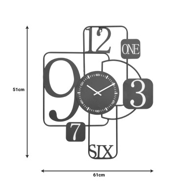 Horloge murale Tetra en métal abat-jour noir 51x3x61cm