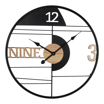 Horloge murale Divoso en métal abat-jour noir 60x3x60cm