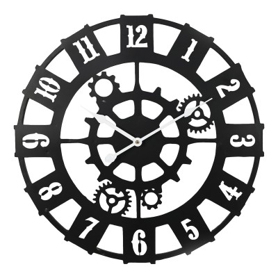 Horloge murale Idanst en métal abat-jour noir 47x2x47cm