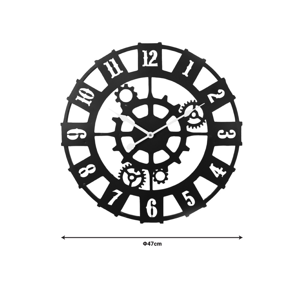 Horloge murale Idanst en métal abat-jour noir 47x2x47cm