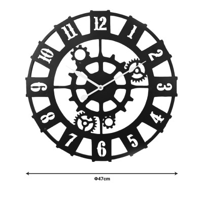 Horloge murale Idanst en métal abat-jour noir 47x2x47cm