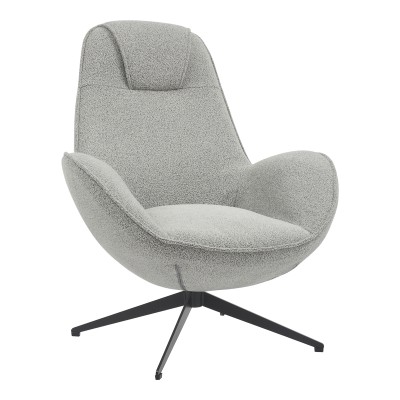 Fauteuil Rotatif Flago en Tissu Boucle Gris Clair 85x88x103.5cm