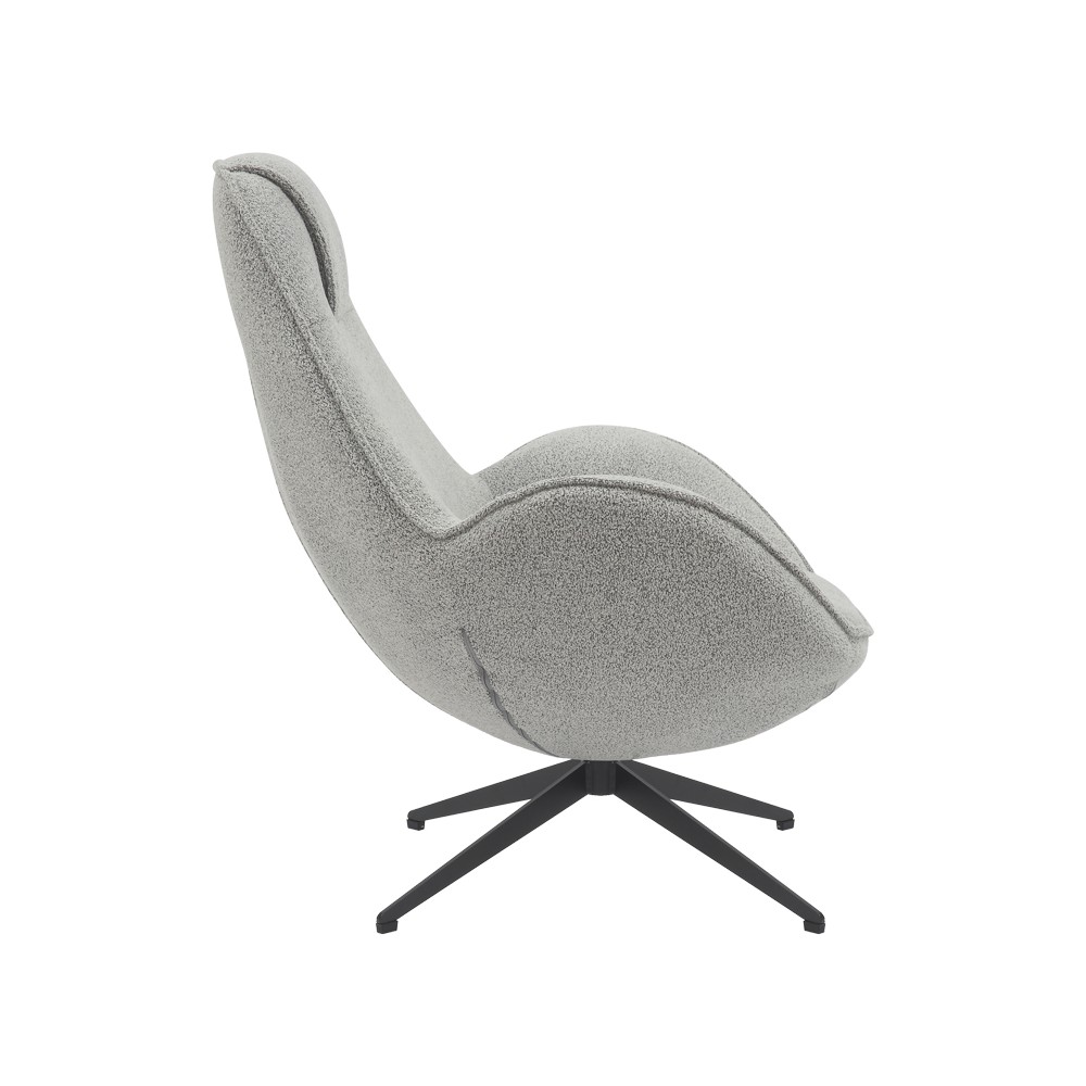 Fauteuil Rotatif Flago en Tissu Boucle Gris Clair 85x88x103.5cm