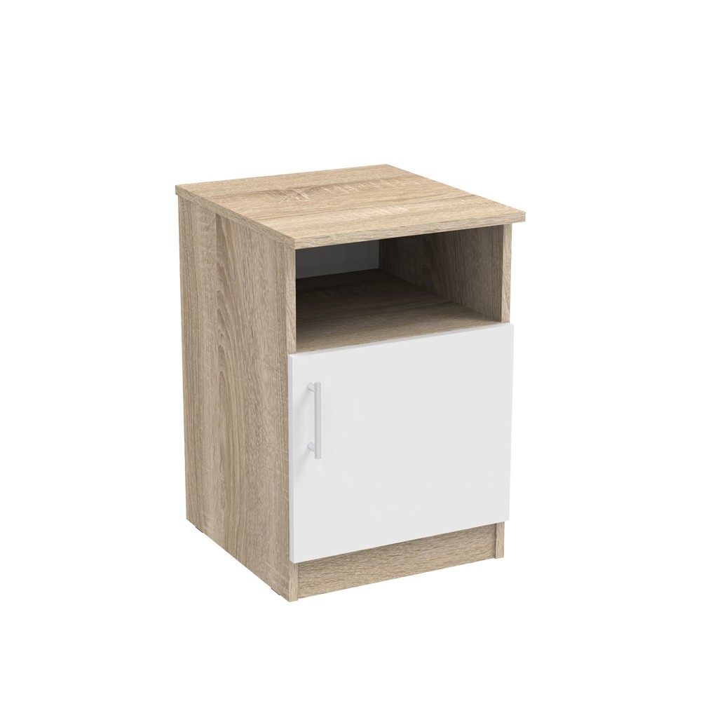 Table de chevet bois marron et blanc 40x45x60cm