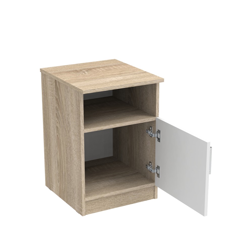 Table de chevet bois marron et blanc 40x45x60cm