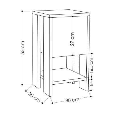 Table De Chevet 1 Porte H55cm Bois Chêne Et Anthracite