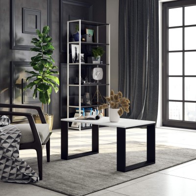 Table basse NORA Noir Blanc 92x53x45 cm