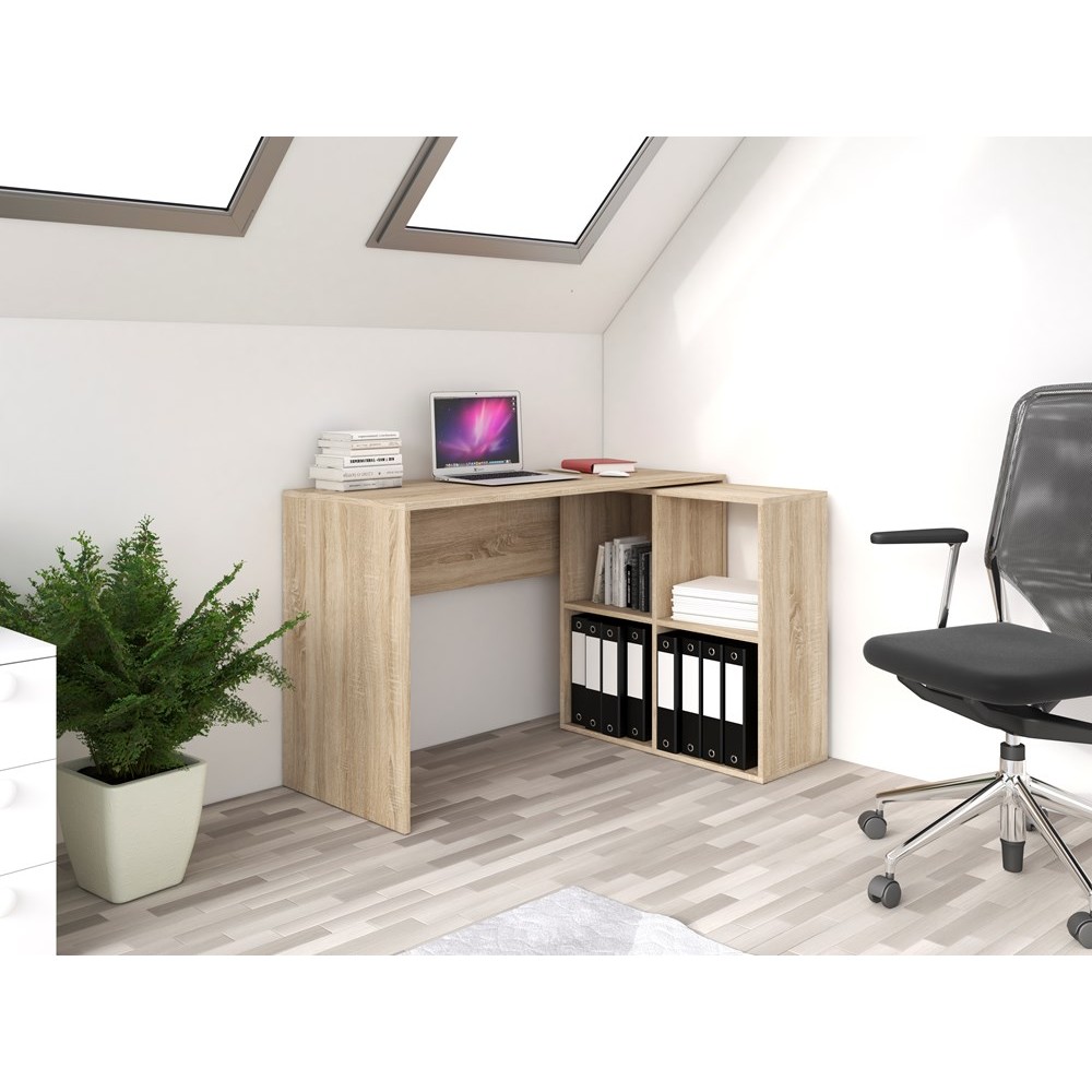 Bureau d'angle RITA 120x50x76cm 4 niches de rangement Bois Sonoma