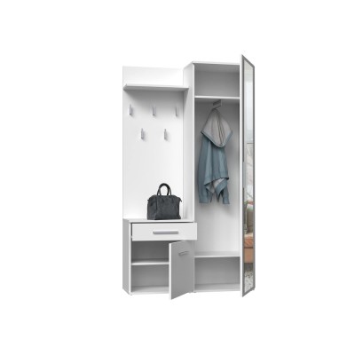 Armoire penderie MILANO avec miroir 180X50x35 cm Blanche