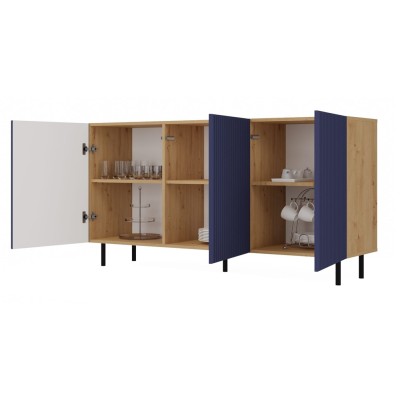 Buffet commode NOA façades rainurées 3 portes 150X40X78 cm 