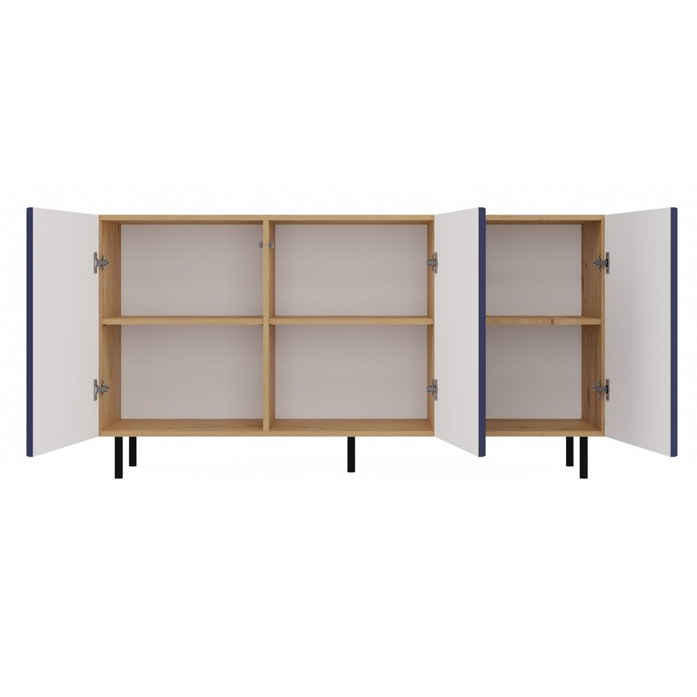 Buffet commode NOA façades rainurées 3 portes 150X40X78 cm 