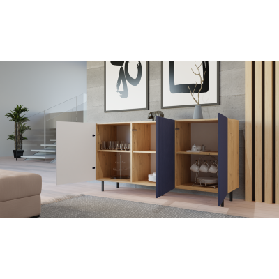 Buffet commode NOA façades rainurées 3 portes 150X40X78 cm 
