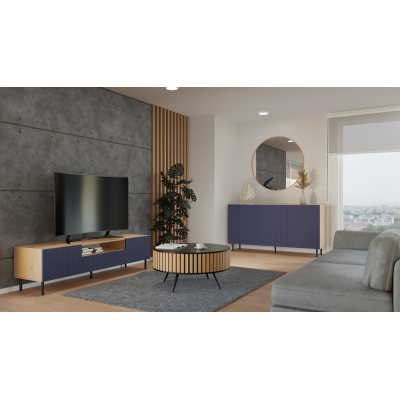 Buffet commode NOA façades rainurées 3 portes 150X40X78 cm 