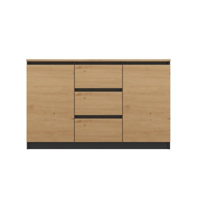 Commode LIAM 120X40X75 cm 2 portes 3 tiroirs  Bois naturel Gris