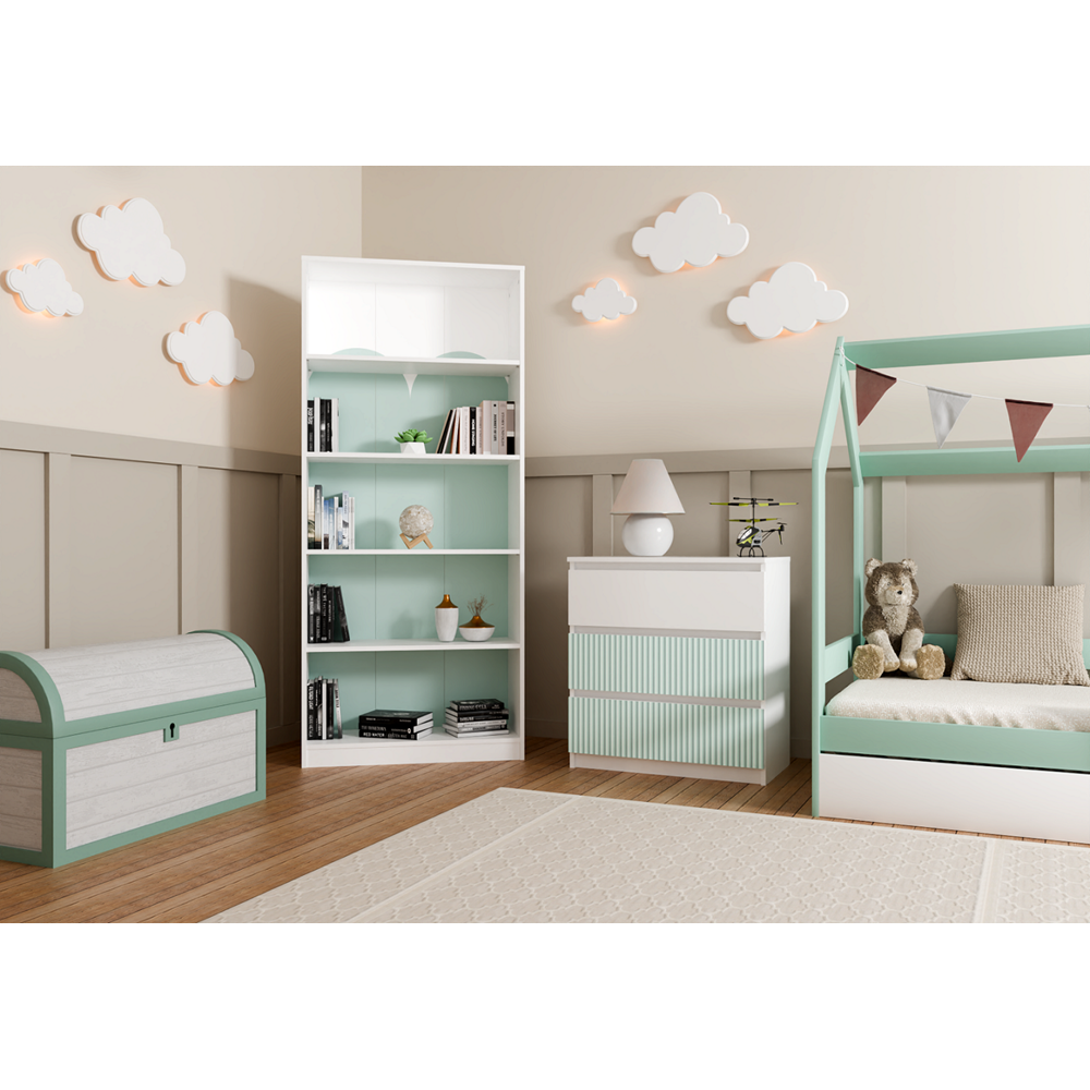 Commode ISIDOR 3 tiroirs 70x40x75 cm Blanc - vert