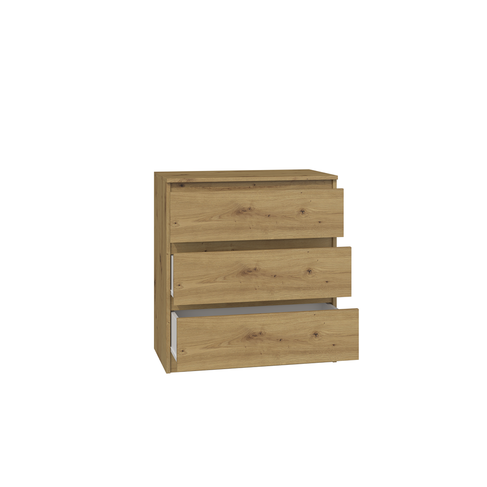 Commode ISIDOR 3 tiroirs 70x40x75 cm Bois - Chêne Artisan