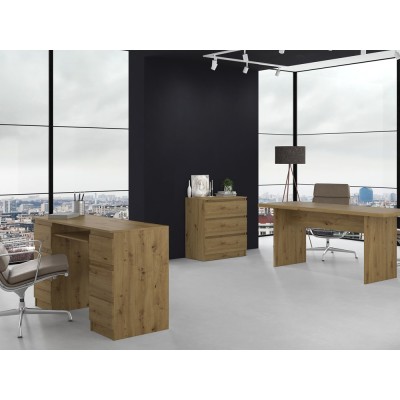 Commode ISIDOR 3 tiroirs 70x40x75 cm Bois - Chêne Artisan