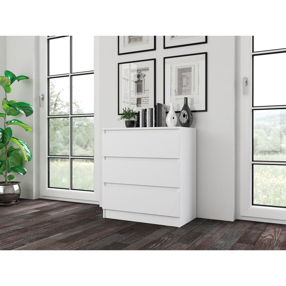 Commode ISIDOR 3 tiroirs 70x40x75 cm Blanc