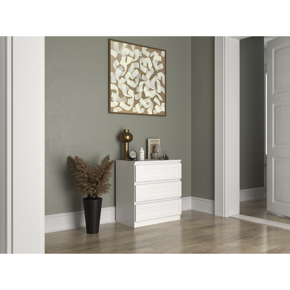 Commode ISIDOR 3 tiroirs 70x40x75 cm Blanc