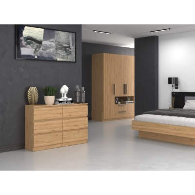 Commode IRINA 6 tiroirs 120 x75 x 30 cm Bois