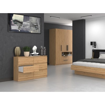 Commode IRINA 6 tiroirs 120 x75 x 30 cm Bois