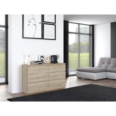 Commode IRINA 6 tiroirs 138 x75 x 40 cm Bois