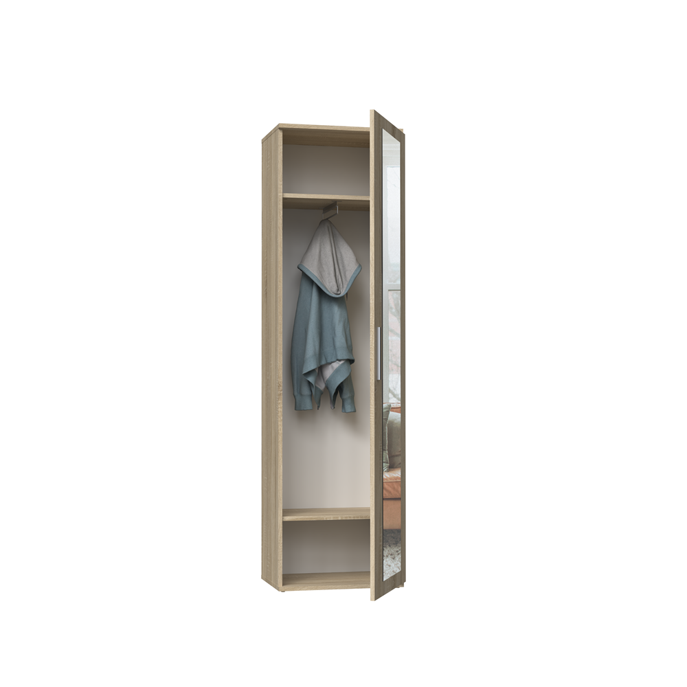 Armoire DIEGO avec miroir 2 étagères 180X35X50 cm Marron