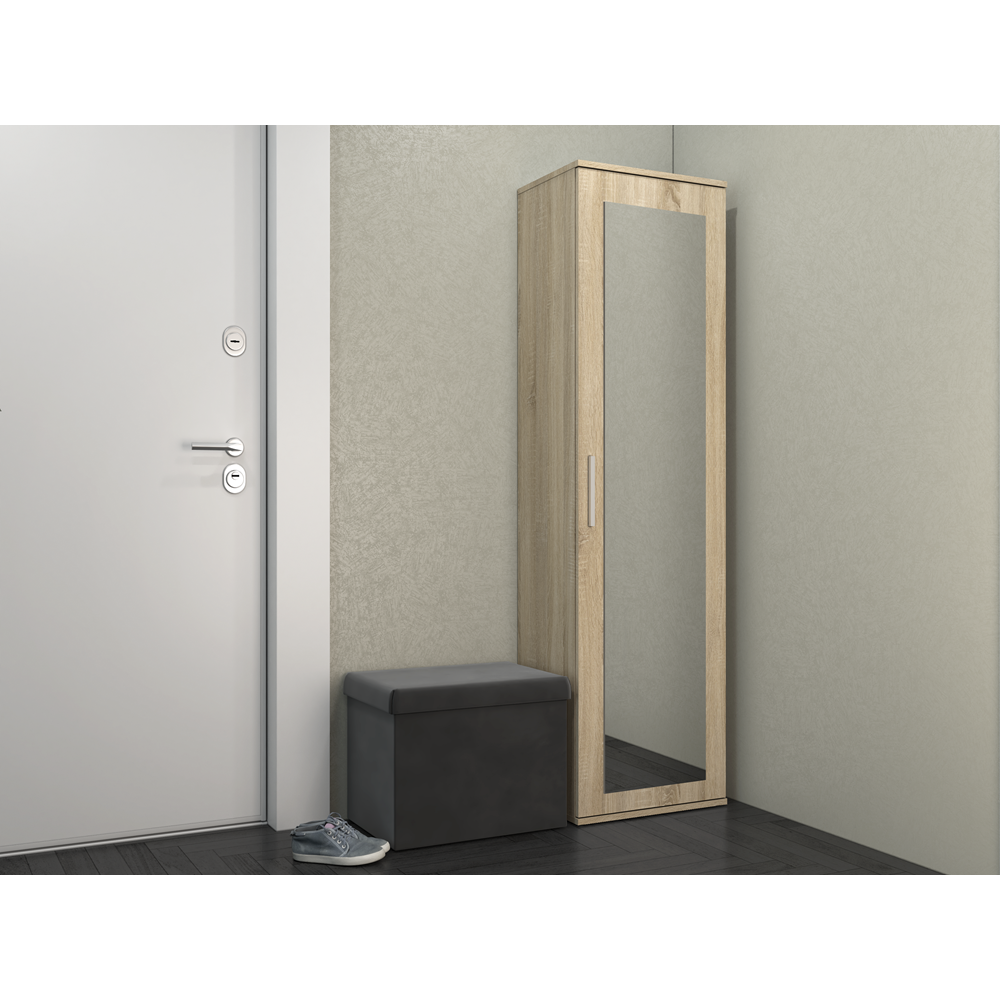 Armoire DIEGO avec miroir 2 étagères 180X35X50 cm Marron