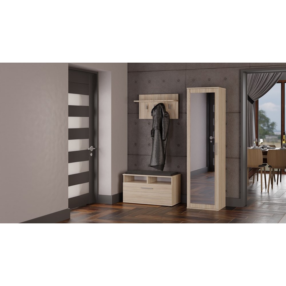 Armoire DIEGO avec miroir 2 étagères 180X35X50 cm Marron