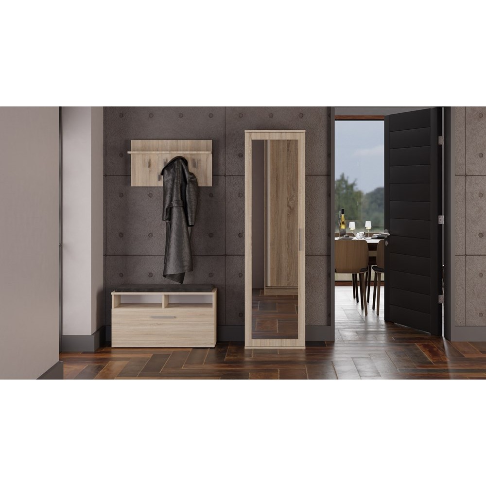 Armoire DIEGO avec miroir 2 étagères 180X35X50 cm Marron