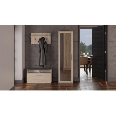 Armoire DIEGO avec miroir 2 étagères 180X35X50 cm Marron