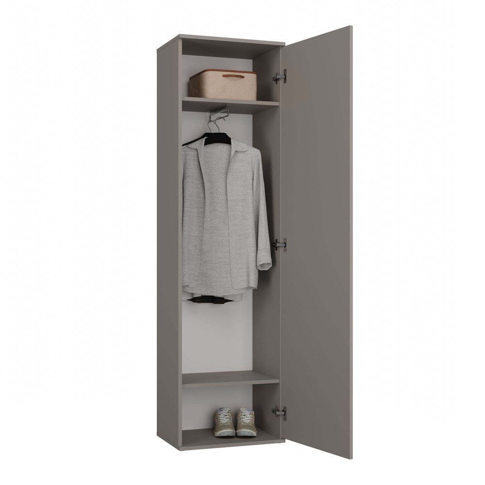 Armoire DIEGO avec miroir 2 étagères 180X35X50 cm Gris clair