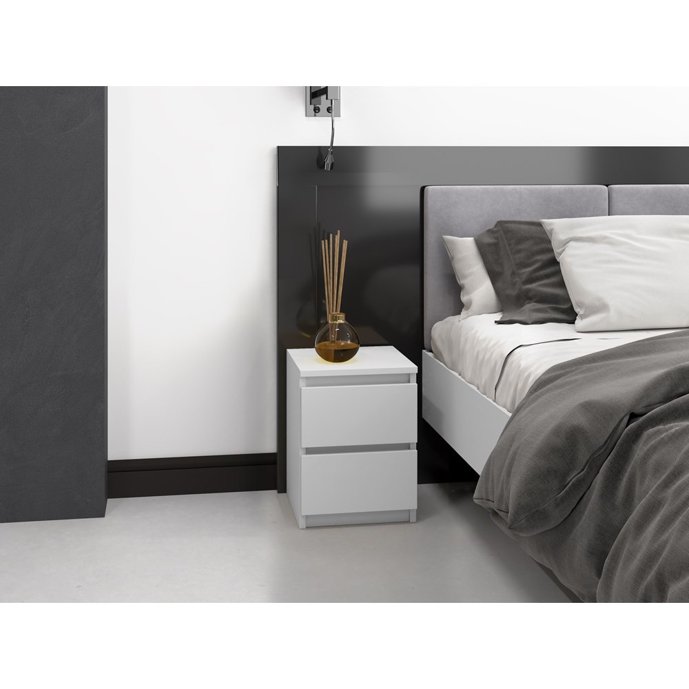 Table de chevet KONI 2 tiroirs 30X40X30 cm Blanc