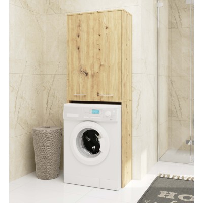 Meuble machine a laver 2 portes 4 étagères 180X64X30 cm Chêne Artisan