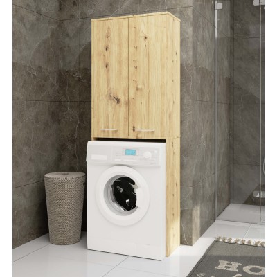 Meuble machine a laver 2 portes 4 étagères 180X64X30 cm Chêne Artisan