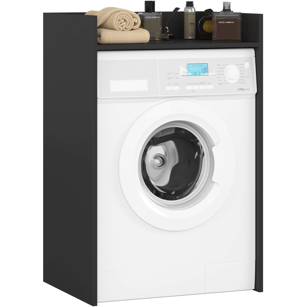 Meuble machine a laver 64x50x98 Cm 1 Étagère Noir Meuble machine a laver 64x50x98 Cm 1 Étagère Noir