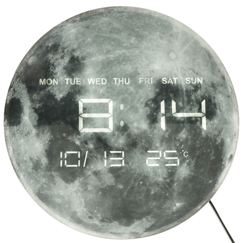 Horloge murale planète lune grise 32cm