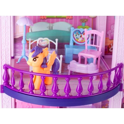 Villa maison de poupée et poney avec chevaux