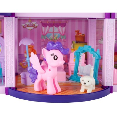 Villa maison de poupée et poney avec chevaux