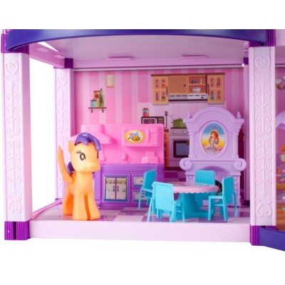 Villa maison de poupée et poney avec chevaux