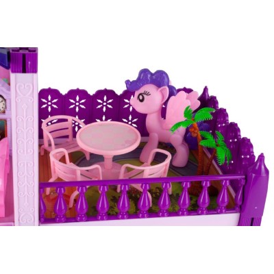 Villa maison de poupée et poney avec chevaux